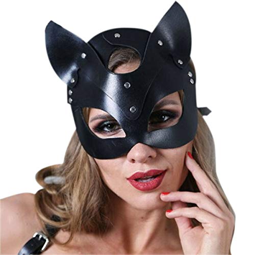 Máscara de Cosplay para La Fiesta de Halloween Baile de Pelota Mujer Niña Dama Sexy Media Cara Gato Gatito Máscara de Cuero Carnaval de Halloween Mascarada Maquillaje Favores de