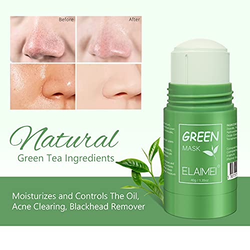 Máscara de té verde, 2 Piezas De Arcilla Purificadora De Té Verde, MáScara De Limpieza Facial Hidratante, Control De Aceite, Barra De MáScara De Té Verde De Limpieza Profunda De Poros