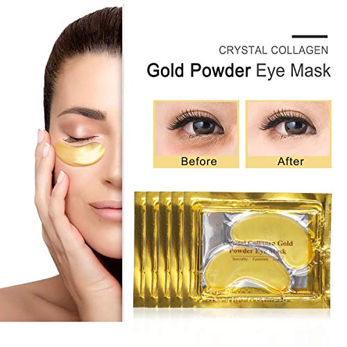 Máscara para Ojos de Colágeno, 24K Oro Parches para los Ojos, Eye Mask, Contorno de Ojos Antiarrugas, Anti Edad para Ojeras, Bolsas, Patas de Gallo e hinchazón 25 pares