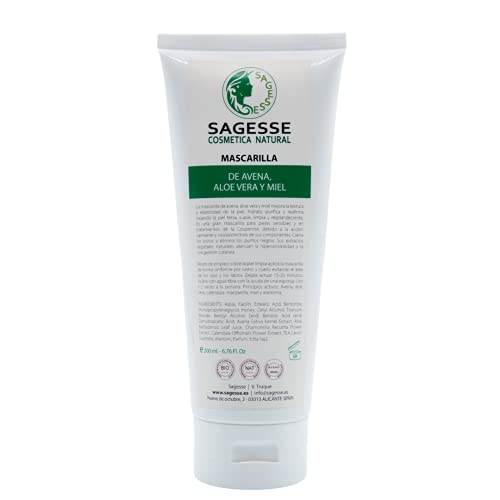 MASCARILLA DE AVENA, ALOE VERA Y MIEL. NATURAL Y VEGANA DE SAGESSE COSMETICA NATURAL. 200ml