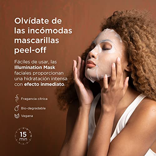 Mascarillas faciales Hidratantes Anti Manchas con Vitamina C Estabilizada y Acido Hialurónico. Mascarillas faciales Pack de 5. Potente acción Hidratante. Tejido Natural de Fibra de Frutas Ardaraz