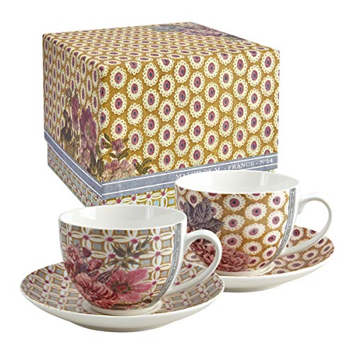 MATHILDE M. Madame de Montespan - Juego de 2 tazas de té y 2 platos de porcelana