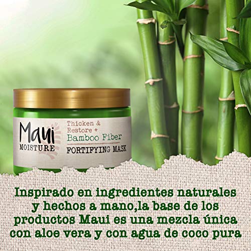 Maui Moisture, Mascarilla Capilar Fortalecedora y Reparadora con Fibras de Bambú, 340 g