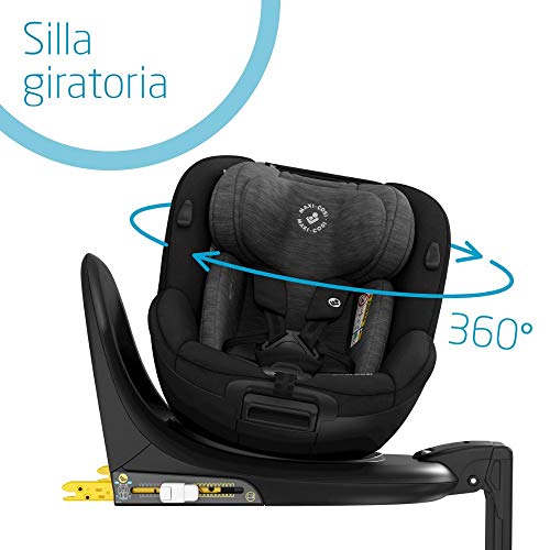 Maxi-Cosi Mica, Silla de Coche Giratoria 360° Isofix, Silla Auto Reclinable y Contramarcha, Con Reductor Bebé Recién Nacido, 0 Meses- 4 Años, Color Authentic Black