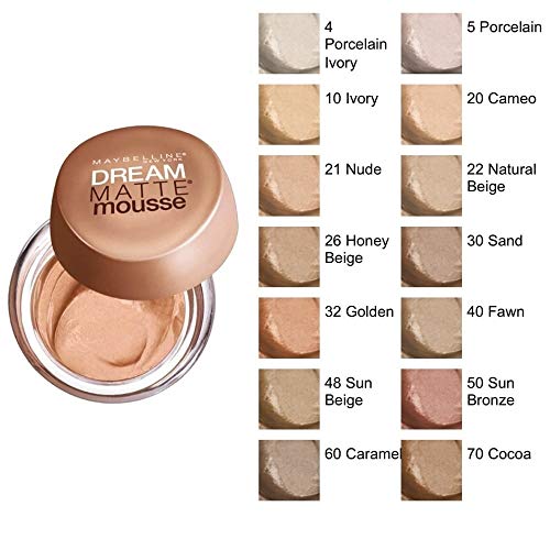 Maybelline New York Base de maquillaje Dream Mat Mousse 50 Bronze Ensoleillé, Juego de 3 (3 x 18ml)