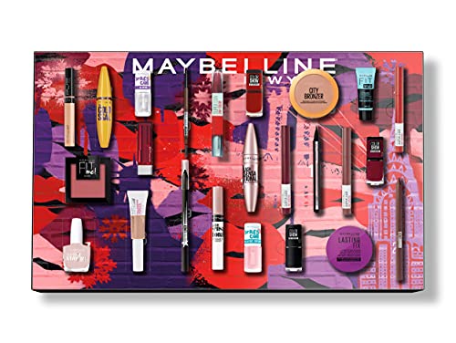 MAYBELLINE New York - Calendario De Adviento 202 De Maquillaje Con 24 Productos Sorpresa De La Marca - Incluye Maquillaje Para Ojos, Labios, Rostro Y Uñas, Multicolor,