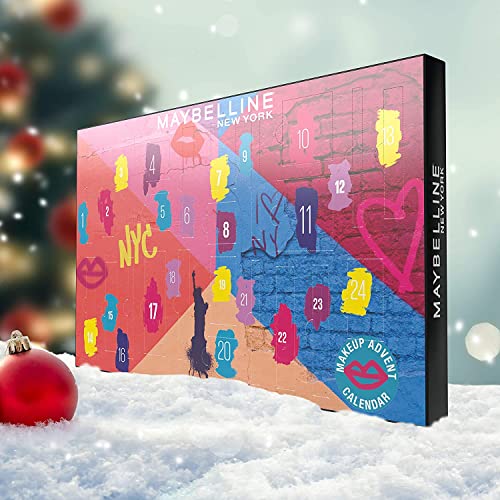 Maybelline New York Calendario de adviento de maquillaje - Sorprende con 24 productos de la marca - incluye maquillaje para ojos, rostro, labios y uñas