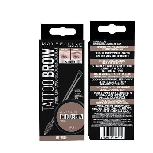 Maybelline New York - Cire à Sourcils - Eyes Studio Tattoo Brow Pomade - Taupe (01) - 5 g