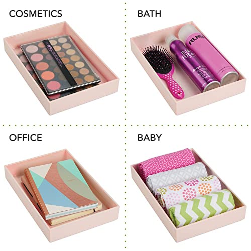 mDesign Cajas de plástico para organizar maquillaje – Organizador de cosméticos apilable para baño o tocador – Caja de maquillaje para labiales, antiojeras y más cosméticos – rosa claro