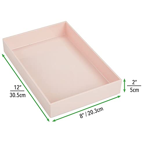 mDesign Cajas de plástico para organizar maquillaje – Organizador de cosméticos apilable para baño o tocador – Caja de maquillaje para labiales, antiojeras y más cosméticos – rosa claro