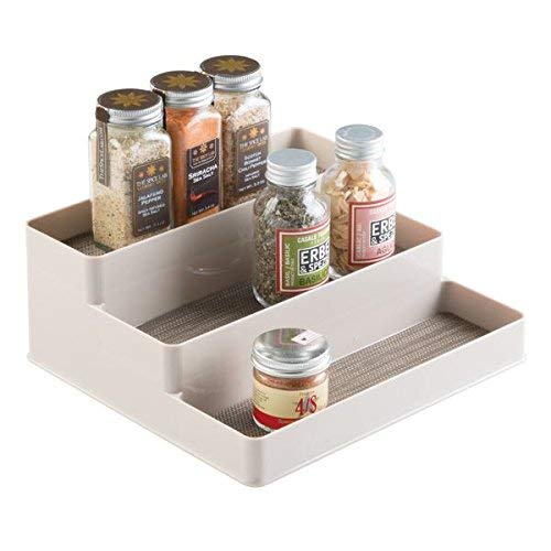 mDesign Especiero para cocina - Práctico mueble para especias - Estantería para condimentos - Para gabinete o mesa - En tres niveles - Color: champaña
