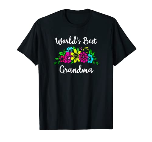 Mejor Abuela Rosa Aqua Amarillo Flor Swag Camiseta