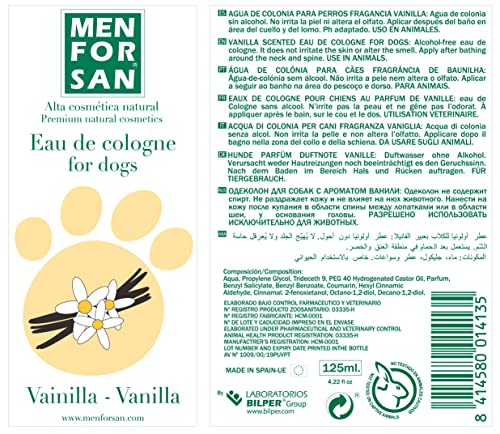 Menforsan Agua de colonia para perros con aroma a vainilla 125ml - Pack de 3 unidades