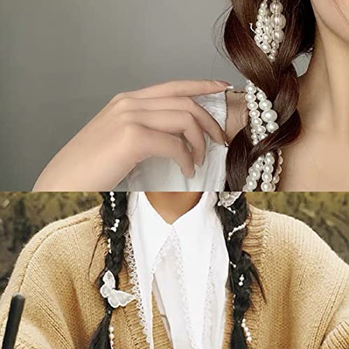 MenYiYDS - A conjunto de accesorios para el cabello trenzados de mariposa de perlas, pinzas para el cabello con tocado de mariposa de perlas, accesorios para el cabello de novia de boda blanca