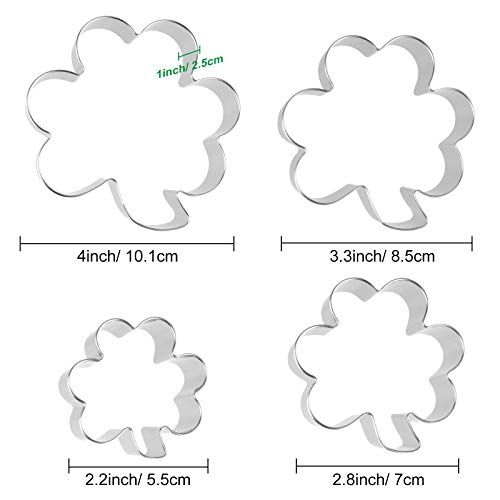 MIAHART Juego de cortadores de galletas con forma de trébol de 4 piezas
