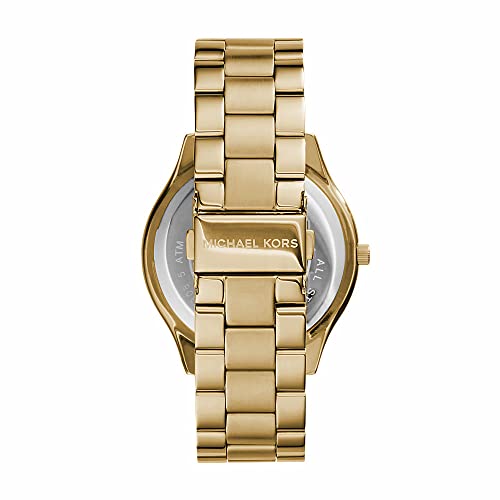 Michael Kors Reloj para Mujer SLIM RUNRAY, Tamaño de Caja de 42 mm, Movimiento de Tres Manecillas, Correa de Acero Inoxidable, Dorado