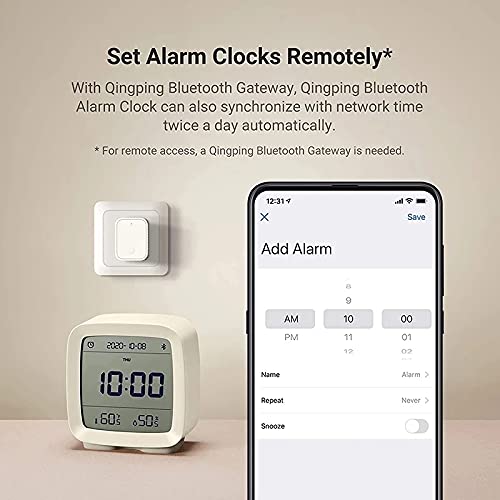 MIJIA ZEYUE Bluetooth Despertador, Pantalla de Humedad y Temperatura Pantalla LCD Luz Nocturna Ajustable (Blanco)