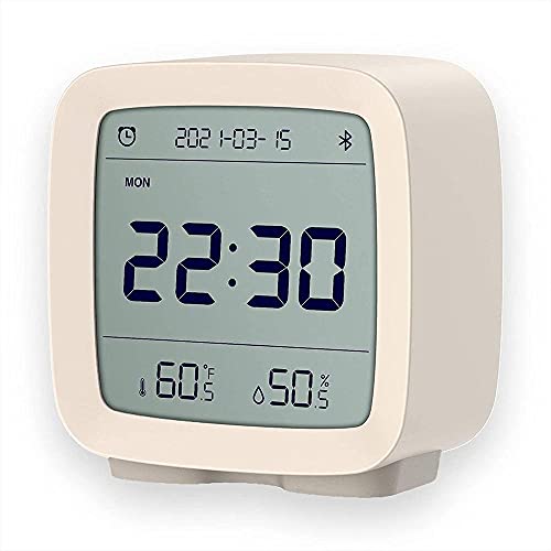 MIJIA ZEYUE Bluetooth Despertador, Pantalla de Humedad y Temperatura Pantalla LCD Luz Nocturna Ajustable (Blanco)