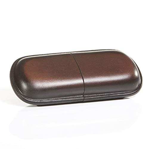 Mika 28071302 – Funda para Gafas de Piel auténtica, Funda Redonda para Gafas y Gafas de Sol, para Hombre y Mujer, Color marrón, Funda para Gafas de Sol Aprox. 18 x 8 x 4 cm