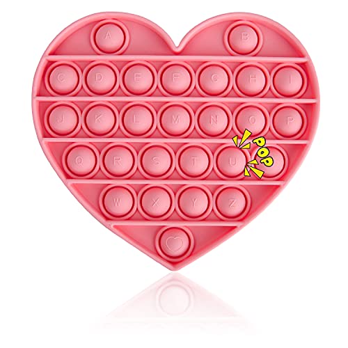 MILESTAR Fidget Toys Push Bubble Pop It Juguete sensorial, Juguete para aliviar el estrés, Silicona Simple hoyuelo Fidgets Popper para niños y Adultos (corazón Rosa)