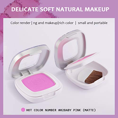 Mimore Colorete mineral,Coloretes Matte Rouge Makeup Palette textura suave Blusher Makeup,Mejillas para todos los tonos de piel,Rubor duradero,Con brocha y espejo de maquillaje