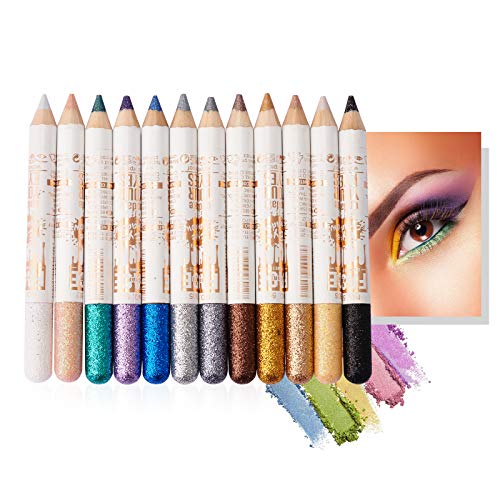 Mimore Lápiz de sombra de ojos 12 colores/juego Pluma de sombra de ojos con brillo Delineador de ojos profesional Lápiz de ojos Pearly Luminous Shadow Stick Juego de lápices de sombras de ojos