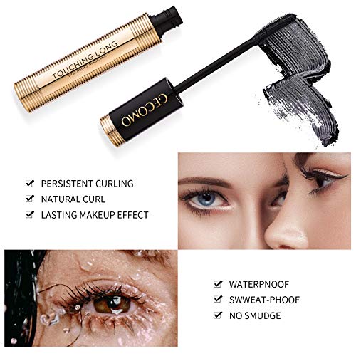 Mimore Máscara Máscara de pestañas de fibra natural resistente al agua y a prueba de manchas de larga duración, rímel alargador y grueso de fibra Volume Enhancer Eye Lash Makeup Negro