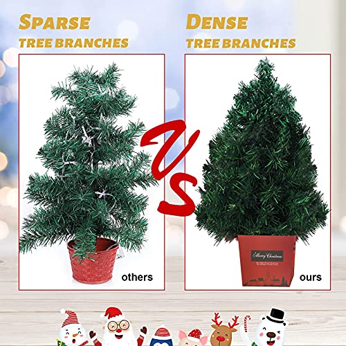 Mini árboles de Navidad,30cm Árbol de Navidad Mini Abeto con LED,Árbol de Navidad Artificial,Árbol de Pino de Navidad,Mini árbol de Navidad con Fibra,Abeto Navideño,Decoración de la Navidad