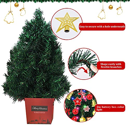 Mini árboles de Navidad,30cm Árbol de Navidad Mini Abeto con LED,Árbol de Navidad Artificial,Árbol de Pino de Navidad,Mini árbol de Navidad con Fibra,Abeto Navideño,Decoración de la Navidad