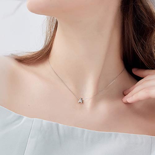 Mini Letra Colgante Inicial P Charm Collar Moderna para Muchachas Letras Primeras Nombres Plata de Ley 925 Cadena Elegante Platino Plateado de Mujeres