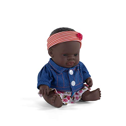 Miniland- Baby Africana Niña 21cm. Muñeco, Color Real, 21 cm (31124)