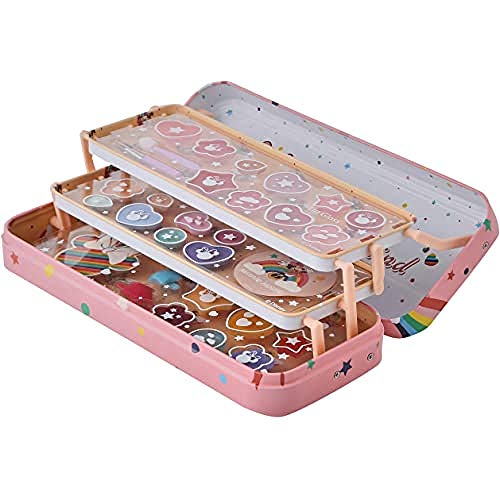 Minnie Mouse Lip & Face Tin - Set de Maquillaje para Niñas - Maquillaje Minnie - Neceser Maquillaje, Selección de Productos Seguros en una Lata de Maquillaje Reutilizable con 3 Pisos