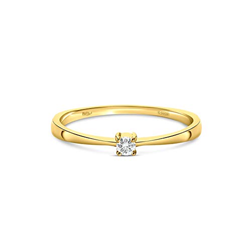 Miore - Anillo de compromiso para mujer, oro blanco de 9 quilates/oro 375, diamante brillante de 0,05 ct