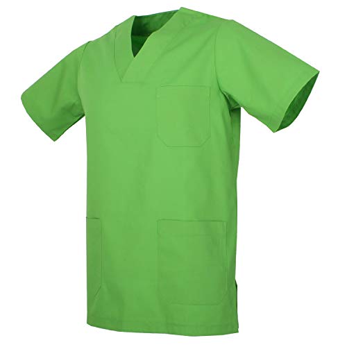 MISEMIYA - Casaca Unisex Cuello Pico Mangas Cortas Uniforme Laboral CLINICA Hospital Limpieza Veterinaria SANIDAD Médico Enferme - Ref.817 - S, Verde Manzana