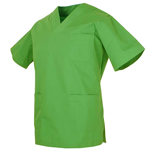 MISEMIYA - Casaca Unisex Cuello Pico Mangas Cortas Uniforme Laboral CLINICA Hospital Limpieza Veterinaria SANIDAD Médico Enferme - Ref.817 - S, Verde Manzana