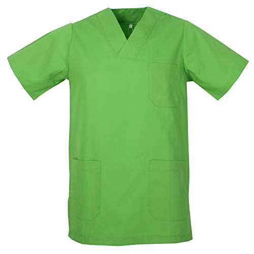 MISEMIYA - Casaca Unisex Cuello Pico Mangas Cortas Uniforme Laboral CLINICA Hospital Limpieza Veterinaria SANIDAD Médico Enferme - Ref.817 - S, Verde Manzana