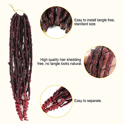 MISHAIR Extensiones de trenzas Vino tinto Crochet Tejido Extensiones de cabello Trenzas marrones Mariposa Locs Crochet Hair Long Afro Peluca Pelo sintético ondulado para trenzas Mujeres Boda 18"