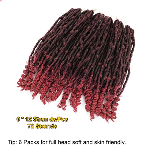 MISHAIR Extensiones de trenzas Vino tinto Crochet Tejido Extensiones de cabello Trenzas marrones Mariposa Locs Crochet Hair Long Afro Peluca Pelo sintético ondulado para trenzas Mujeres Boda 18"