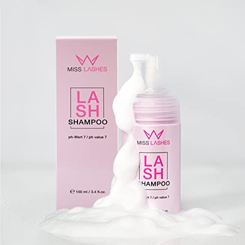 Miss Lashes Champú para extensiones de pestañas, 100 ml, limpiador para extensiones de pestañas, cuidado de pestañas, espuma de pestañas, limpieza suave para pestañas, 100 ml