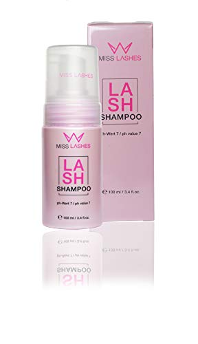 Miss Lashes Champú para extensiones de pestañas, 100 ml, limpiador para extensiones de pestañas, cuidado de pestañas, espuma de pestañas, limpieza suave para pestañas, 100 ml