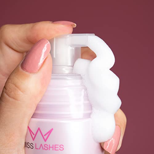 Miss Lashes Champú para extensiones de pestañas, 100 ml, limpiador para extensiones de pestañas, cuidado de pestañas, espuma de pestañas, limpieza suave para pestañas, 100 ml