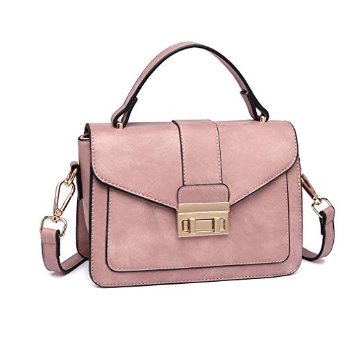 Miss Lulu Bolsos de Mujer Bolsos de Cuero PU Bandolera de Elegante y Moderna (Rosado-1)