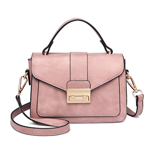 Miss Lulu Bolsos de Mujer Bolsos de Cuero PU Bandolera de Elegante y Moderna (Rosado-1)