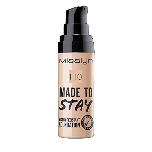 Misslyn Made To Stay Water-Resistant Foundation Nr.110 - Base de maquillaje resistente al agua (25 ml), color rosa claro