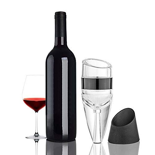 Mobxpar Decantador de vino, aireador de vino prémium con efecto Venturi, juego de aireador de vino tinto y aireador con base sólida