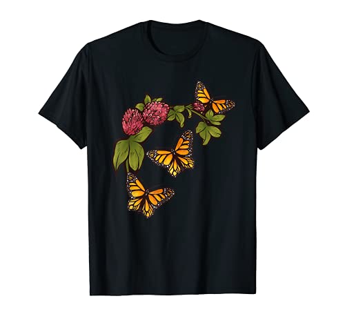 Monarca Mariposas Trébol Rojo Camiseta