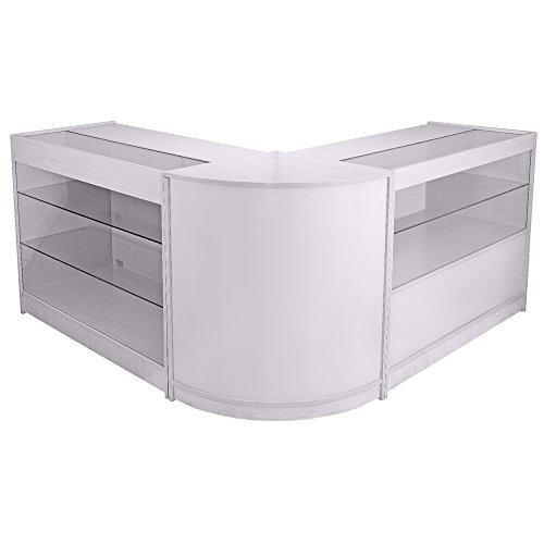 MonsterShop – Pegasus Set 3 Mostradores Mesas de Recepción mueble Oficina Mostradores Peluqueria Comercial Expositor| Blanco Brillante 120cm (anchura) x 60cm (profundidad) x 90cm (altura)