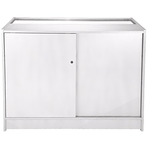 MonsterShop – Taurus Set 3 Mostradores Mesas de Recepción mueble Oficina Mostradores Peluqueria Comercial Expositor| Blanco Brillante 120cm (anchura) x 60cm (profundidad) x 90cm (altura)