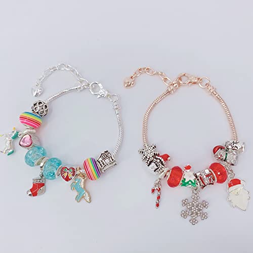 MONUARY Calendario de Adviento Navidad 2022, Calendario Navideño con 24 Días Sorpresa Bricolaje Charms Pulsera Joyas, Calendario de Cuenta Regresiva de Navidad Regalo para Niños (E)