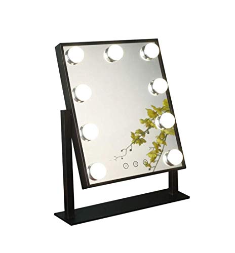 Moolo Espejo para maquillarse Espejo de baño con el LED Enciende el Kit de Maquillaje Estilo Hollywood Luces LED Espejo con Regulable Bombillas for vestirse de Mesa (Size : Small)